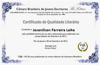 Certificado conferido pela CBJE em jun 13, com a poesia "Meu ABC por Você", publicada na Antologia de Poetas Brasileiros Contemporâneos Vol 101 e em set 13 com a poesia "Amor Eterno", Publicado no Livro "Com Amor e com Afeto", Edição jul 13,ambos da CBJE.